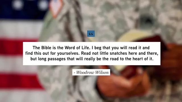 Presidents and Bible to Soldiers